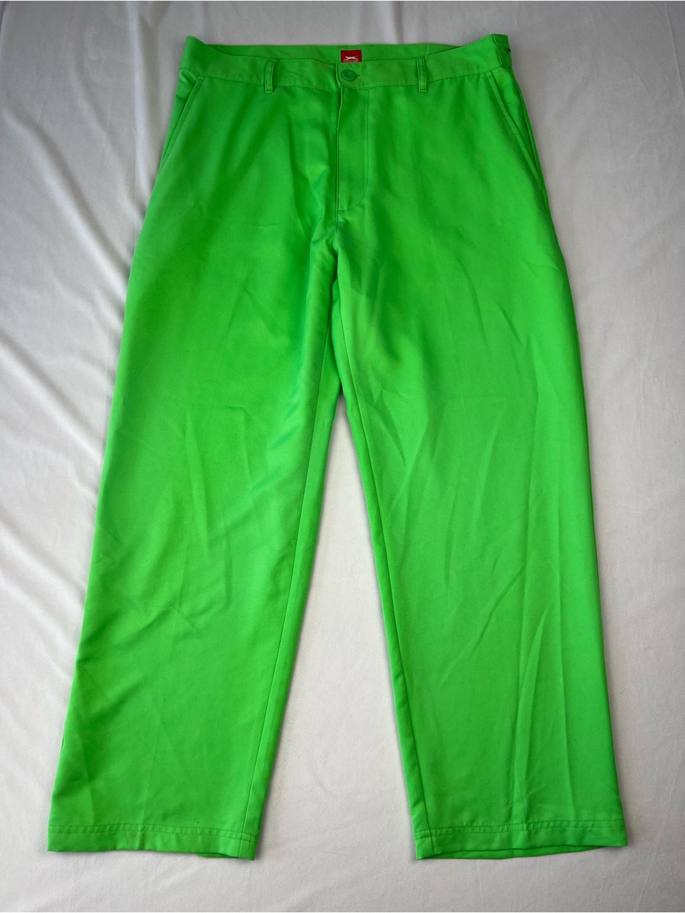 Slazenger Men’s 36x29 Neon Green Golf Pants Trousers Flat Front Polyester